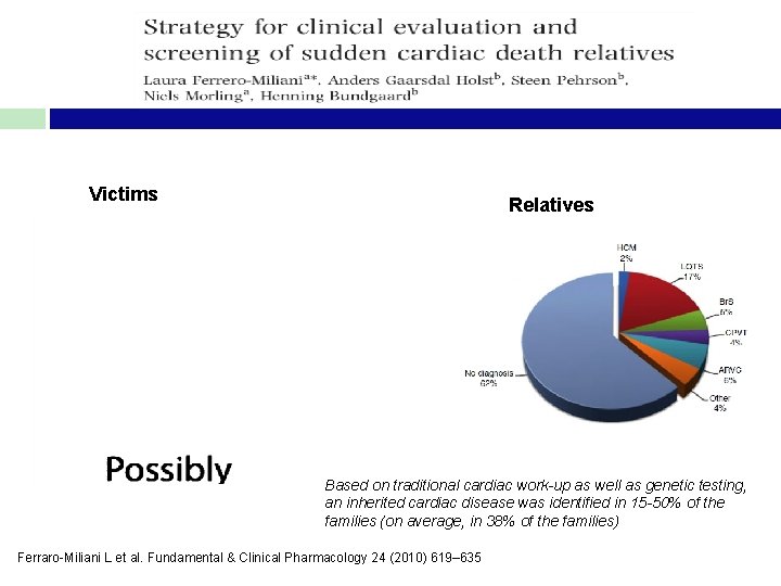 Victims Relatives Based on traditional cardiac work-up as well as genetic testing, an inherited