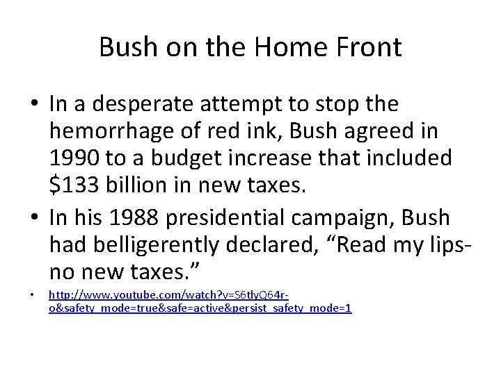 Bush on the Home Front • In a desperate attempt to stop the hemorrhage