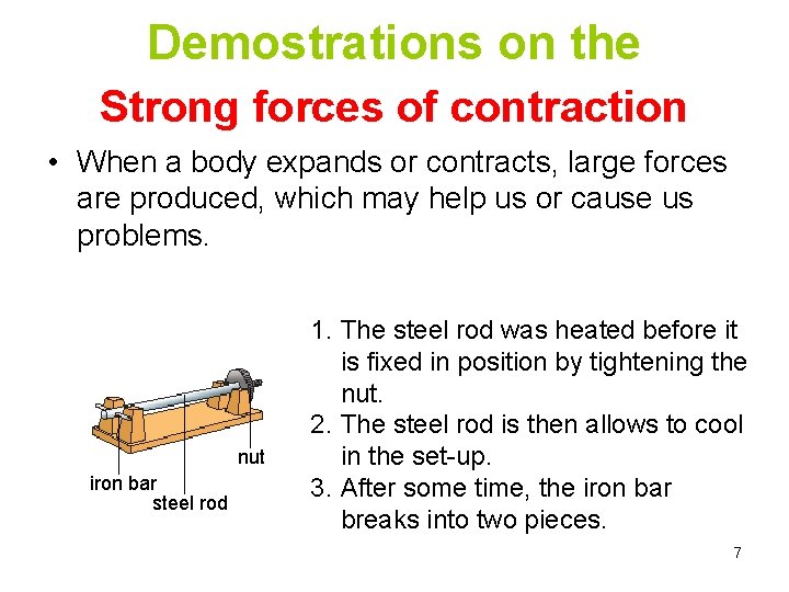 Demostrations on the Strong forces of contraction • When a body expands or contracts,