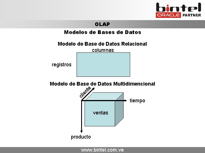 OLAP Modelos de Bases de Datos Modelo de Base de Datos Relacional columnas registros