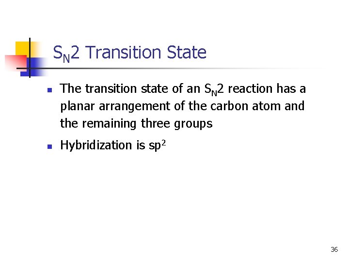 SN 2 Transition State n n The transition state of an SN 2 reaction