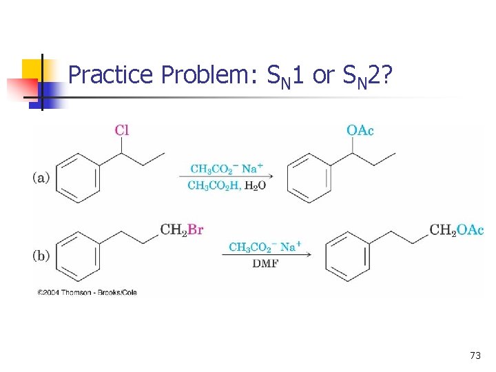 Practice Problem: SN 1 or SN 2? 73 