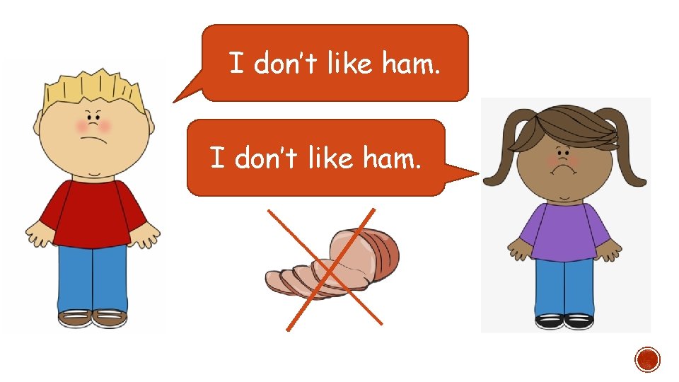 I don’t like ham. 