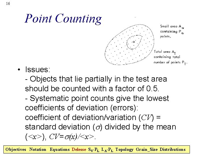 16 Point Counting • Issues: - Objects that lie partially in the test area