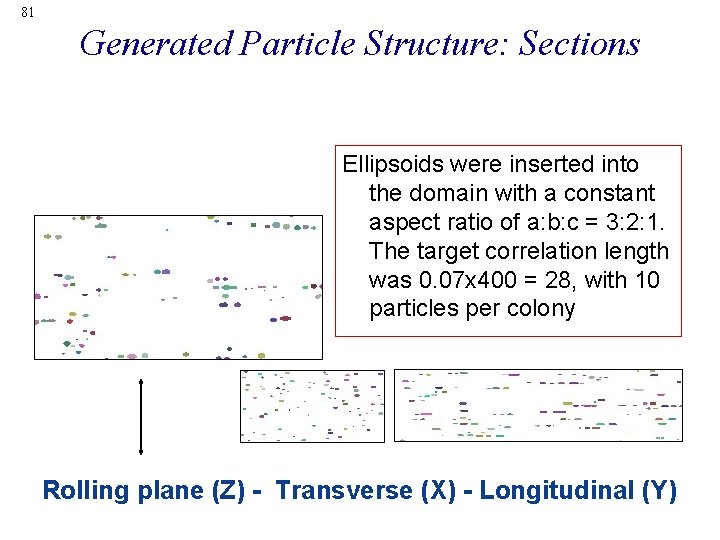 81 Generated Particle Structure: Sections Ellipsoids were inserted into the domain with a constant