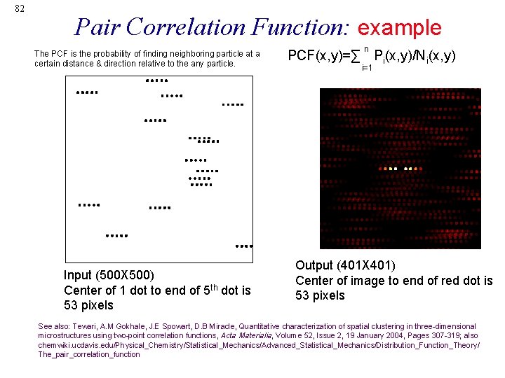 82 Pair Correlation Function: example The PCF is the probability of finding neighboring particle