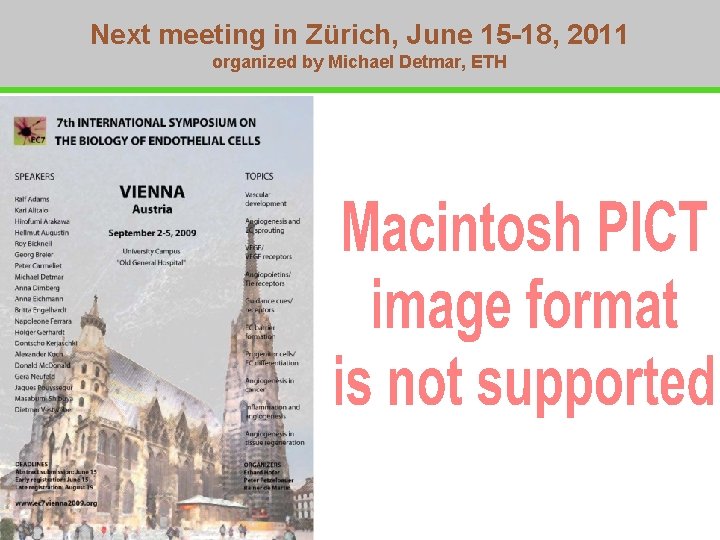 Next meeting in Zürich, June 15 -18, 2011 organized by Michael Detmar, ETH 