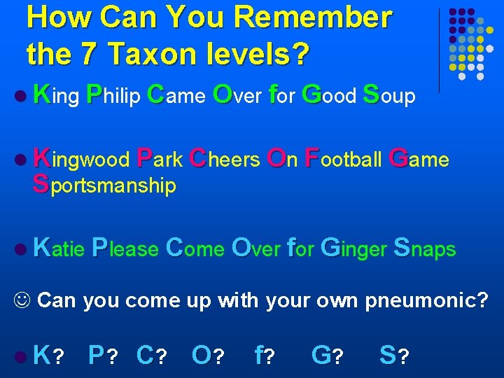 How Can You Remember the 7 Taxon levels? l King Philip Came Over for