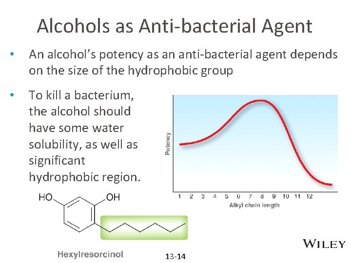 Alcohols as Anti-bacterial Agent • An alcohol’s potency as an anti-bacterial agent depends on