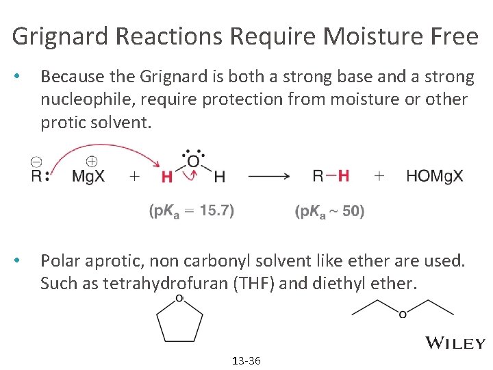 Grignard Reactions Require Moisture Free • Because the Grignard is both a strong base