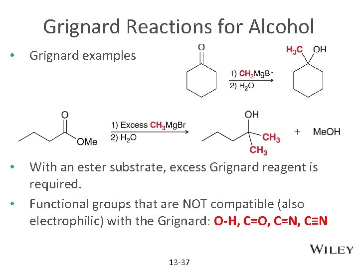 Grignard Reactions for Alcohol • Grignard examples • With an ester substrate, excess Grignard