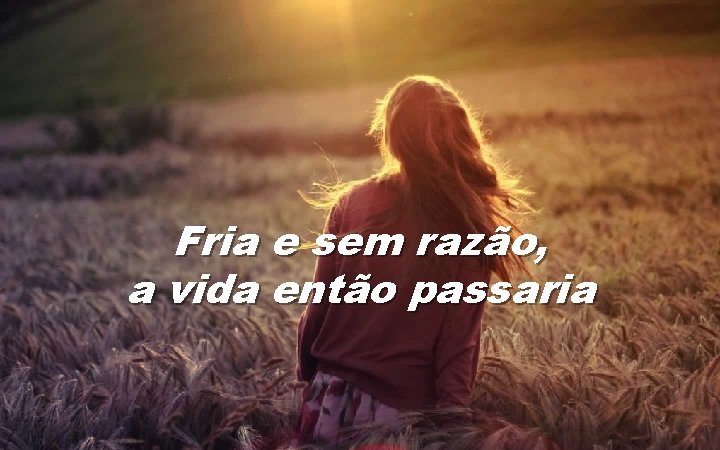 Fria e sem razão, a vida então passaria 
