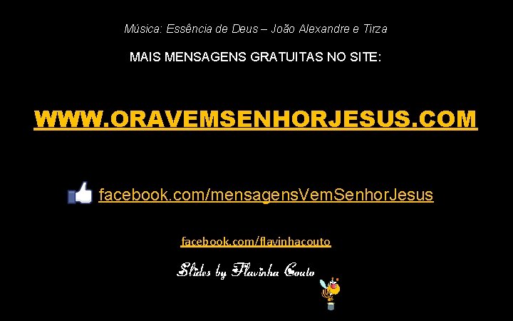 Música: Essência de Deus – João Alexandre e Tirza MAIS MENSAGENS GRATUITAS NO SITE:
