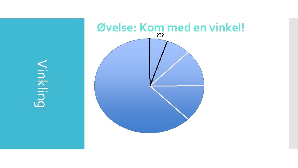 Øvelse: Kom med en vinkel! ? ? ? Vinkling HØJRESVINGSUHELD TRAFIKSIKKERHED 