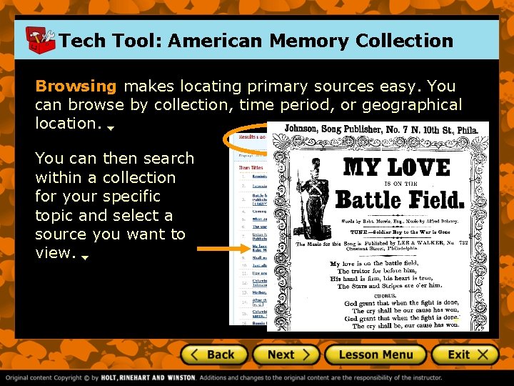 Tech Tool: American Memory Collection Browsing makes locating primary sources easy. You can browse