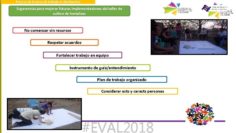 Proceso de la mesa de trabajo acción huertos Sugerencias para mejorar futuras implementaciones del