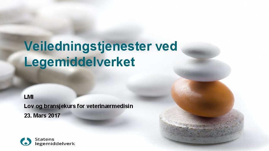 Veiledningstjenester ved Legemiddelverket LMI Lov og bransjekurs for veterinærmedisin 23. Mars 2017 