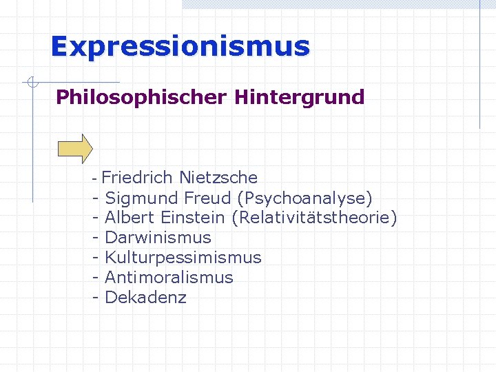 Expressionismus Philosophischer Hintergrund - Friedrich Nietzsche - Sigmund Freud (Psychoanalyse) - Albert Einstein (Relativitätstheorie)