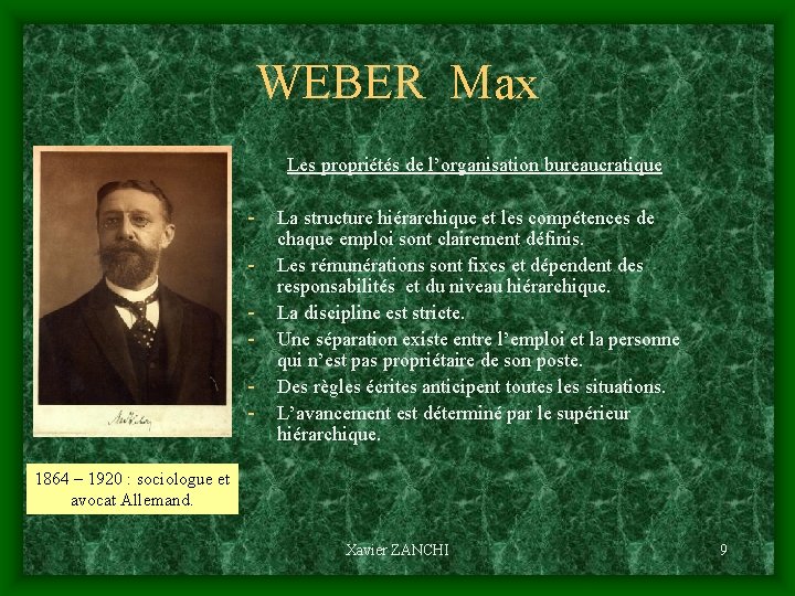 WEBER Max Les propriétés de l’organisation bureaucratique - La structure hiérarchique et les compétences