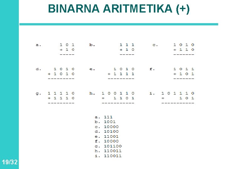 BINARNA ARITMETIKA (+) 19/32 