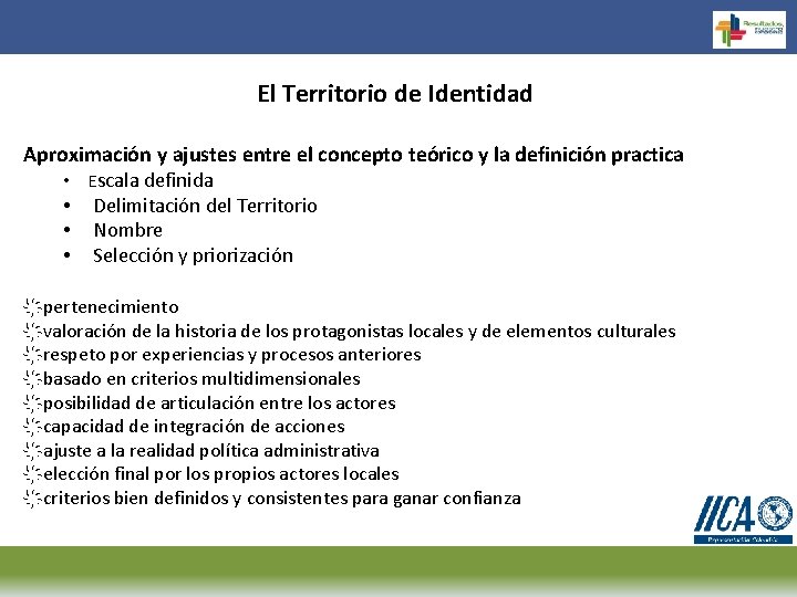 El Territorio de Identidad Aproximación y ajustes entre el concepto teórico y la definición