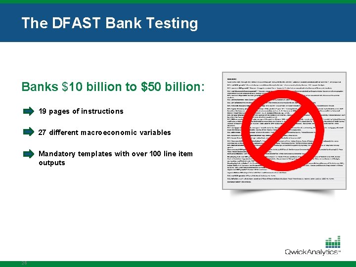 The DFAST Bank Testing Banks $10 billion to $50 billion: 19 pages of instructions