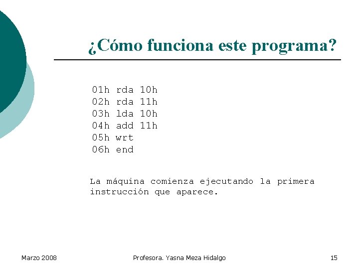 ¿Cómo funciona este programa? 01 h 02 h 03 h 04 h 05 h