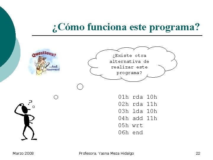 ¿Cómo funciona este programa? ¿Existe otra alternativa de realizar este programa? 01 h 02