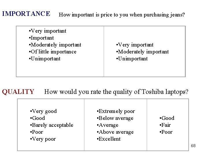 IMPORTANCE How important is price to you when purchasing jeans? • Very important •