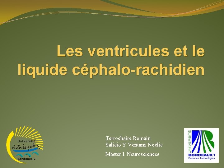 Les ventricules et le liquide céphalo-rachidien Terrochaire Romain Salicio Y Ventana Noélie Master 1