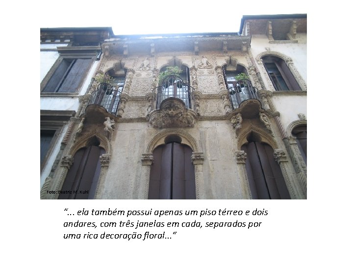 Foto: Beatriz M. Kuhl “. . . ela também possui apenas um piso térreo