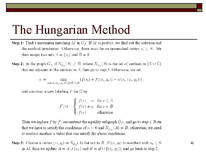 The Hungarian Method 40 