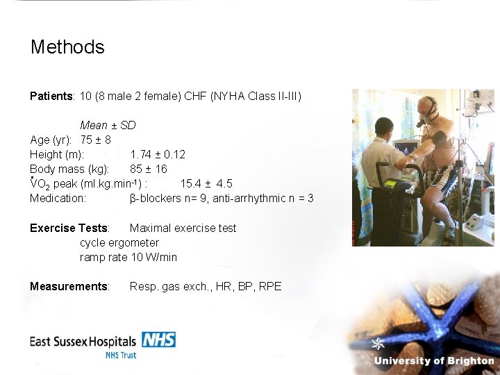 Methods Patients: 10 (8 male 2 female) CHF (NYHA Class II-III) Mean ± SD