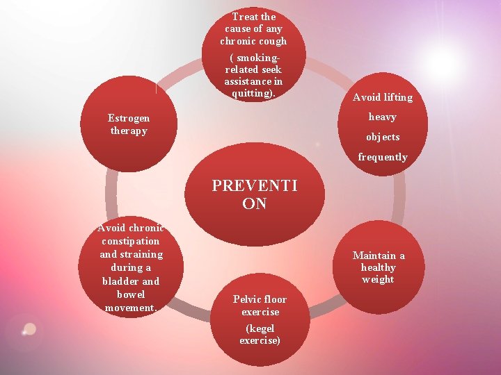 Treat the cause of any chronic cough ( smokingrelated seek assistance in quitting). Avoid Treat the cause of any chronic cough ( smokingrelated seek assistance in quitting). Avoid