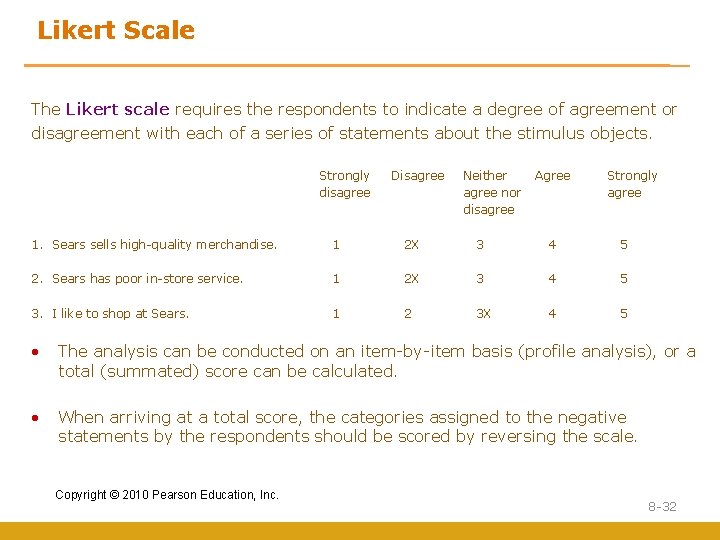 Likert Scale The Likert scale requires the respondents to indicate a degree of agreement
