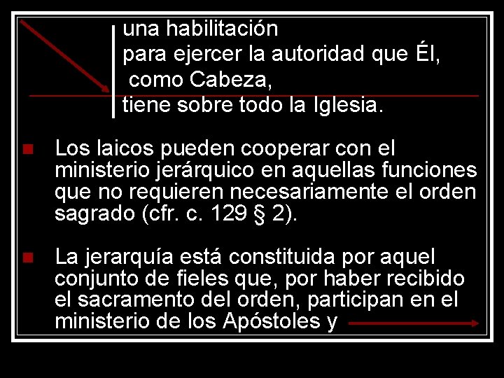 una habilitación para ejercer la autoridad que Él, como Cabeza, tiene sobre todo la