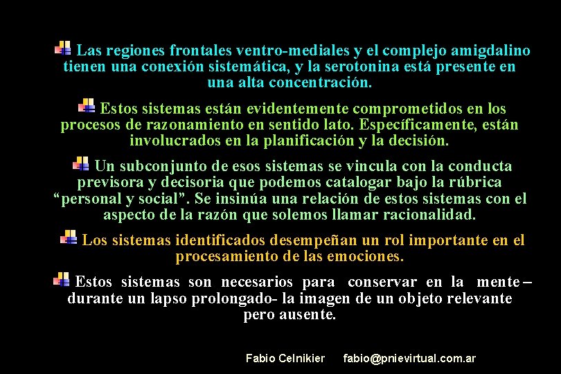 Las regiones frontales ventro-mediales y el complejo amigdalino tienen una conexión sistemática, y la