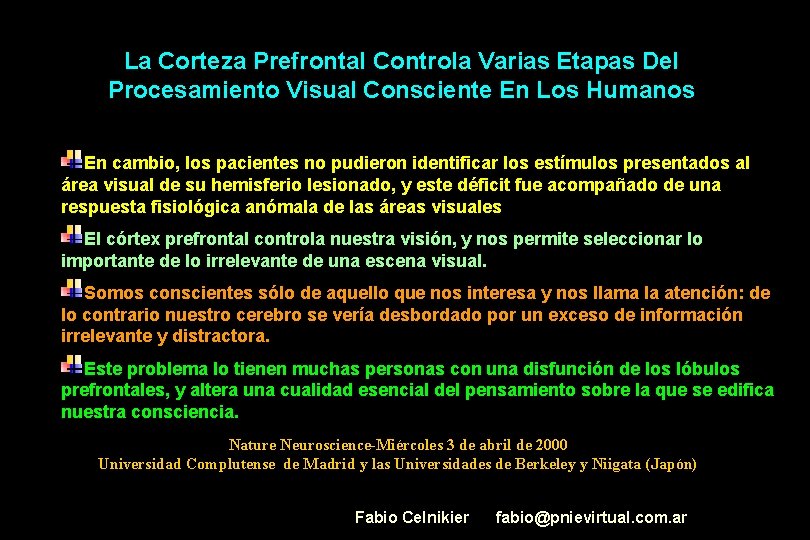 La Corteza Prefrontal Controla Varias Etapas Del Procesamiento Visual Consciente En Los Humanos En