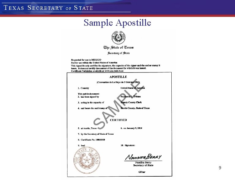 Sample Apostille 9 