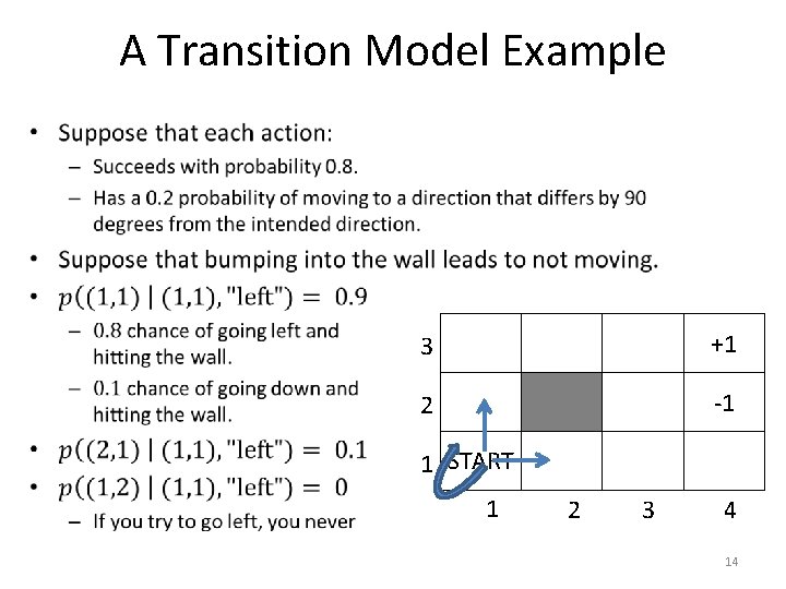 A Transition Model Example • 3 +1 2 -1 1 START 1 2 3