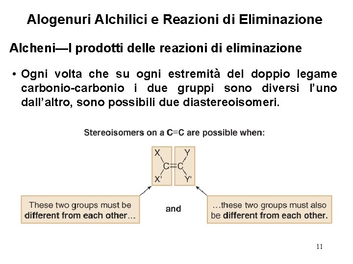 Alogenuri Alchilici e Reazioni di Eliminazione Alcheni—I prodotti delle reazioni di eliminazione • Ogni