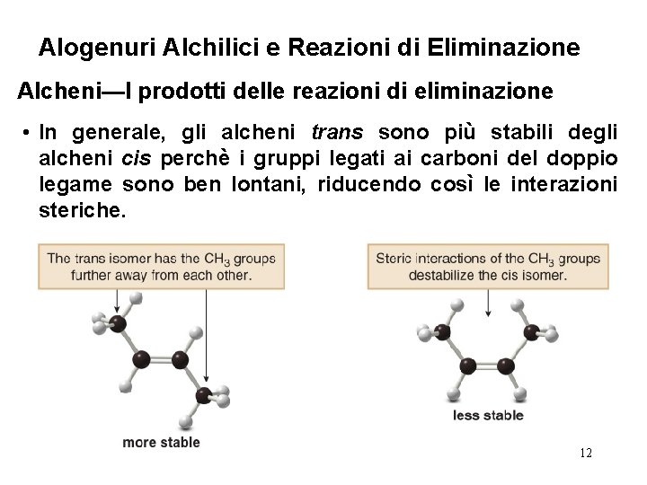Alogenuri Alchilici e Reazioni di Eliminazione Alcheni—I prodotti delle reazioni di eliminazione • In