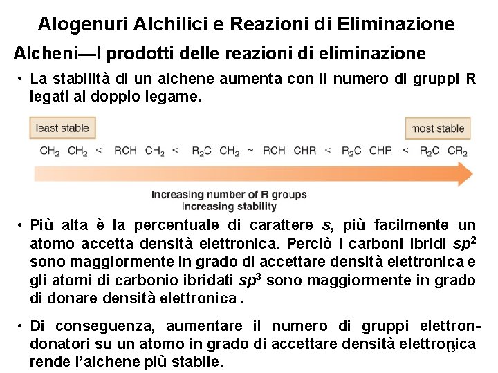 Alogenuri Alchilici e Reazioni di Eliminazione Alcheni—I prodotti delle reazioni di eliminazione • La