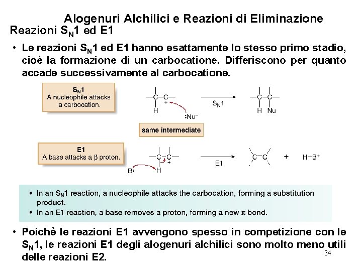 Alogenuri Alchilici e Reazioni di Eliminazione Reazioni SN 1 ed E 1 • Le