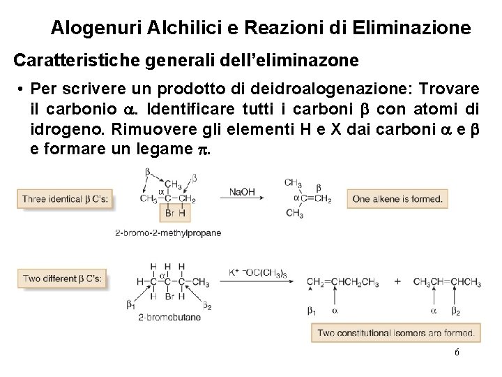 Alogenuri Alchilici e Reazioni di Eliminazione Caratteristiche generali dell’eliminazone • Per scrivere un prodotto