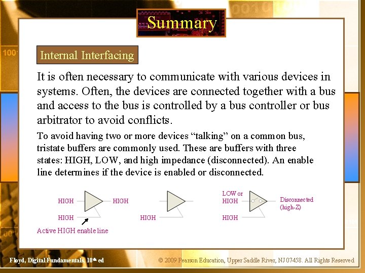 Summary Internal Interfacing It is often necessary to communicate with various devices in systems.