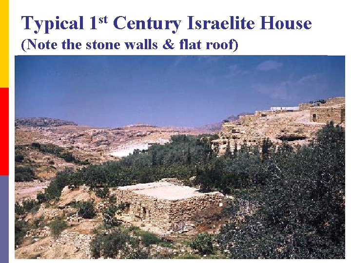 Typical 1 st Century Israelite House (Note the stone walls & flat roof) 