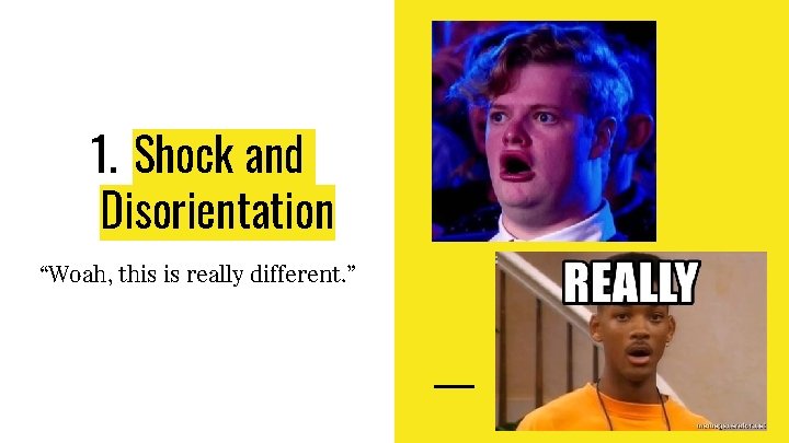 1. Shock and Disorientation “Woah, this is really different. ” 