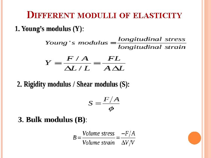 DIFFERENT MODULLI OF ELASTICITY 