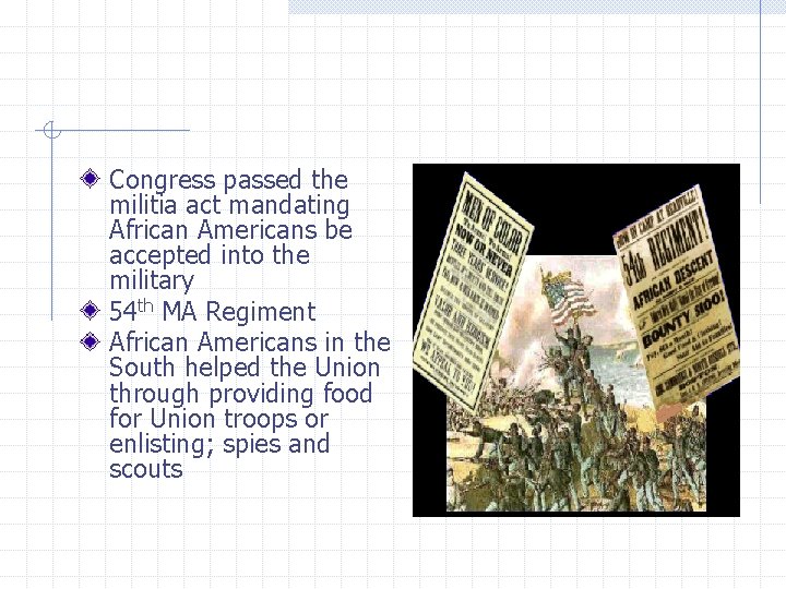 Congress passed the militia act mandating African Americans be accepted into the military 54